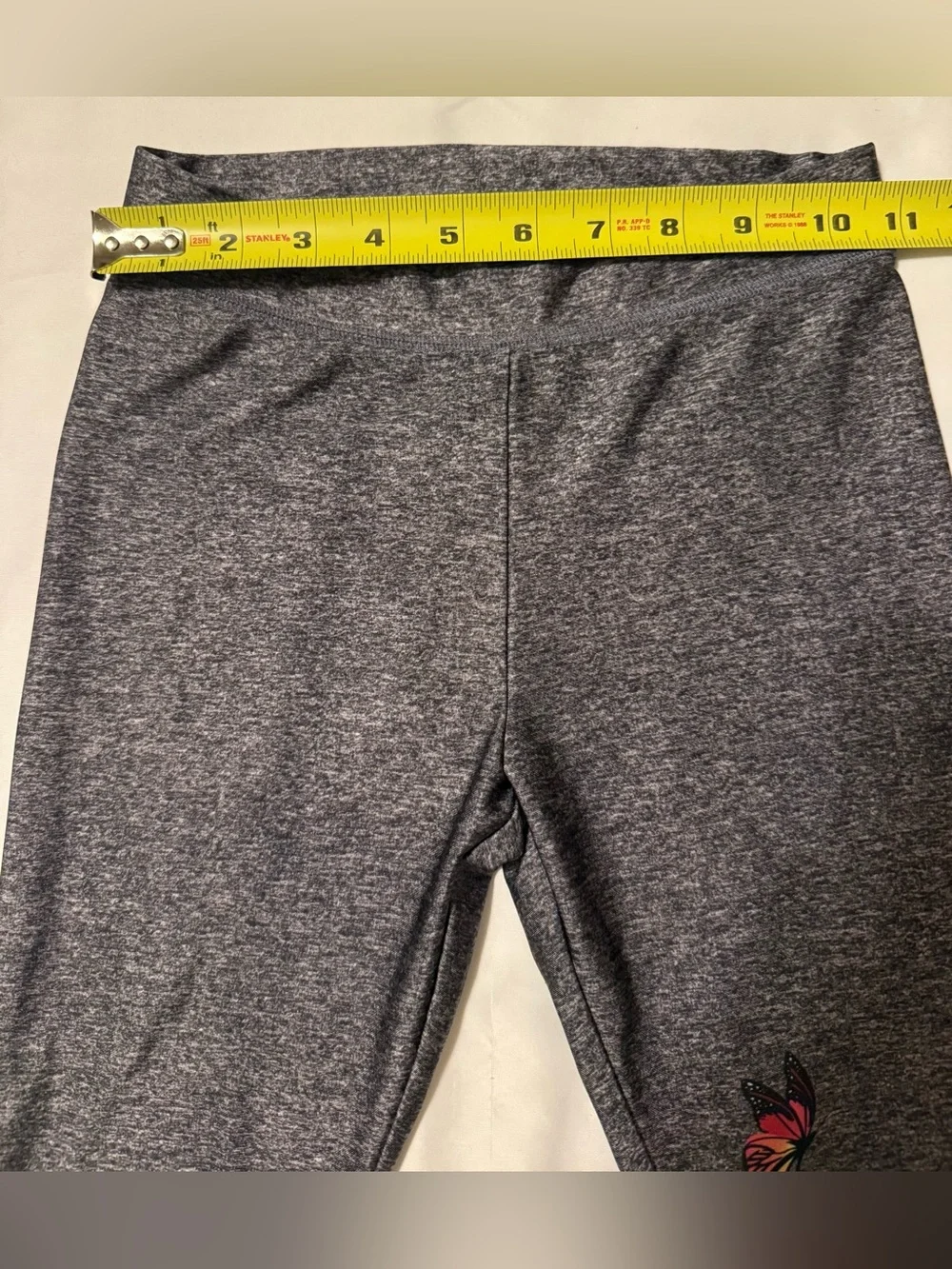 Justice Girl’s Gray Butterfly Leggings-Size 8